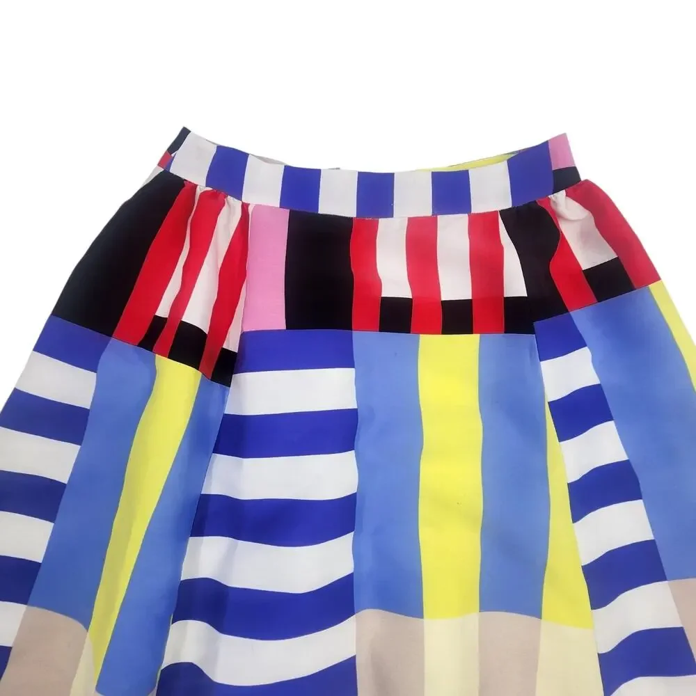 Kate Spade New York A Line Skirt Womens Sz 6 Multicolor Patchwork Stripe Classic